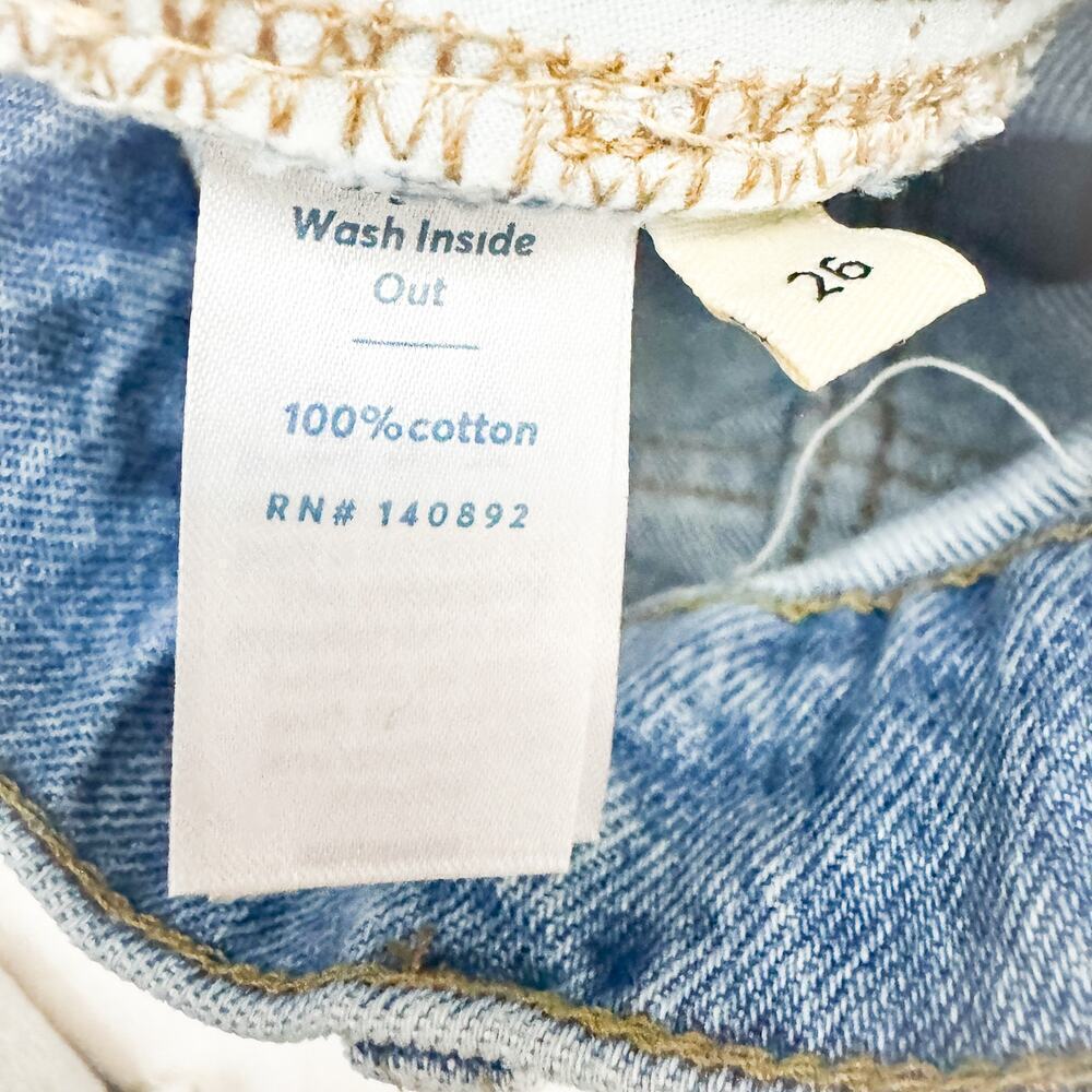 Marine Layer Sasha Flower Stitch Denim Shorts Light Jean Cutoff Raw Hem Size 26 - Picture 5 of 8